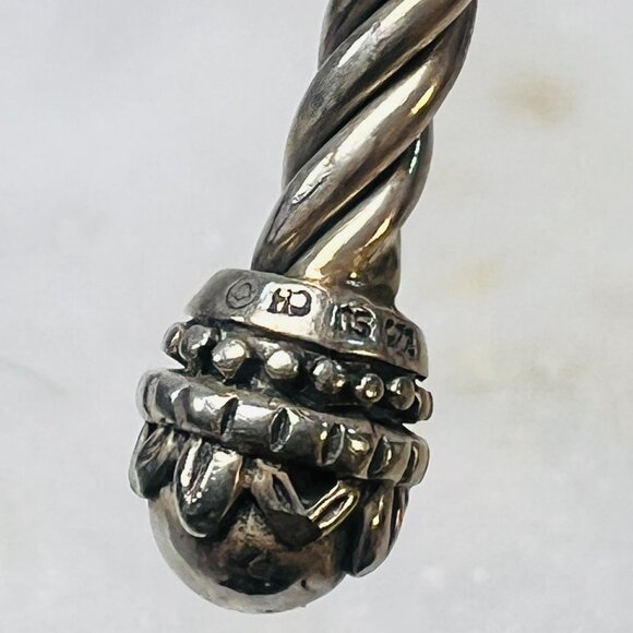 925 Sterling Unisex Twisted Cable Cuff Bracelet Jewelry Ornate End Caps Artisan - Picture 3 of 5